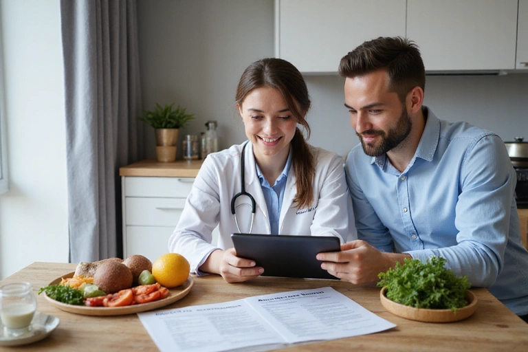 Nutrizionista che spiega un piano alimentare a un paziente