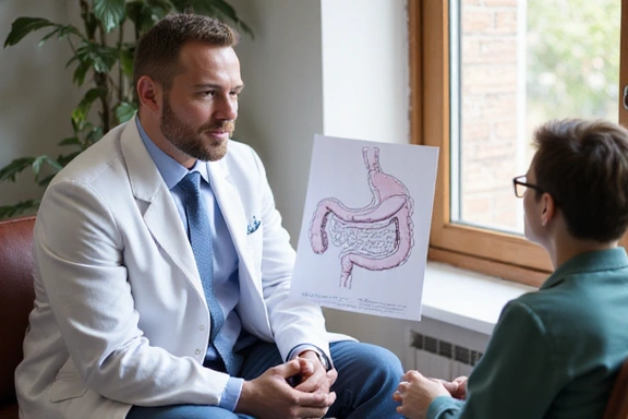 Paziente che discute con un nutrizionista riguardo a una condizione specifica